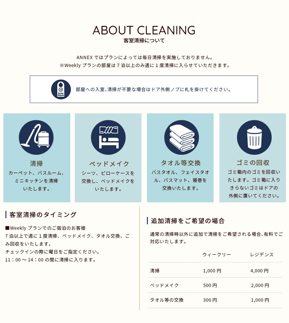 客室清掃について